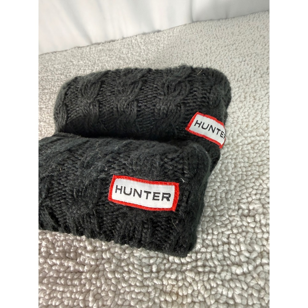 Hunter Black Cable Knit Cuff Fleece‎ Boot Socks Liners Tall Women's